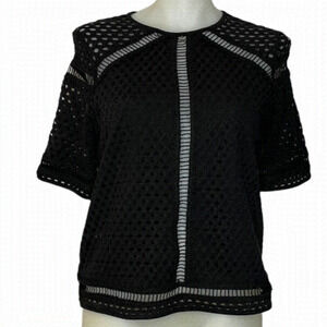 𝅺black Eyelet Lace Blouse 🌻